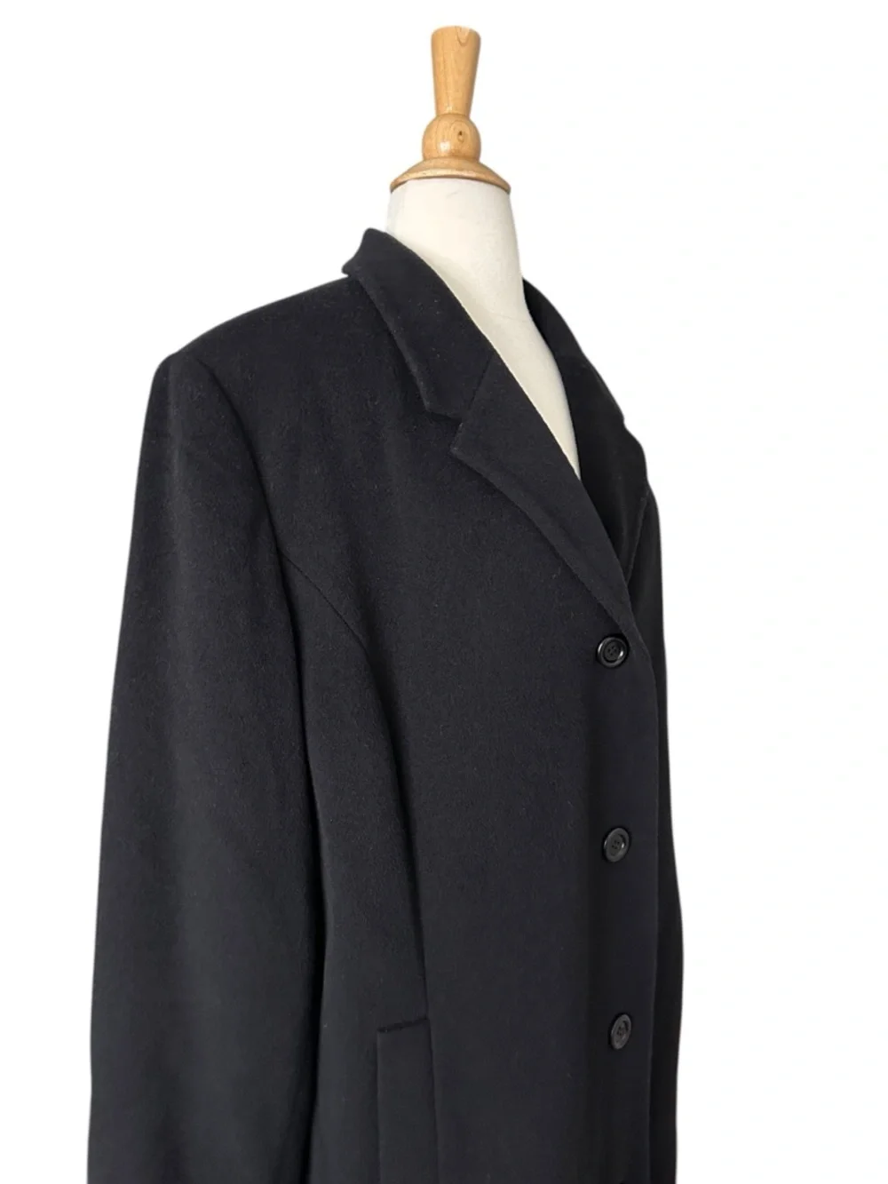 L.L.Bean Wool Cashmere Overcoat Black Long Minimalist Classic Quiet Luxury 2X - Picture 6 of 15